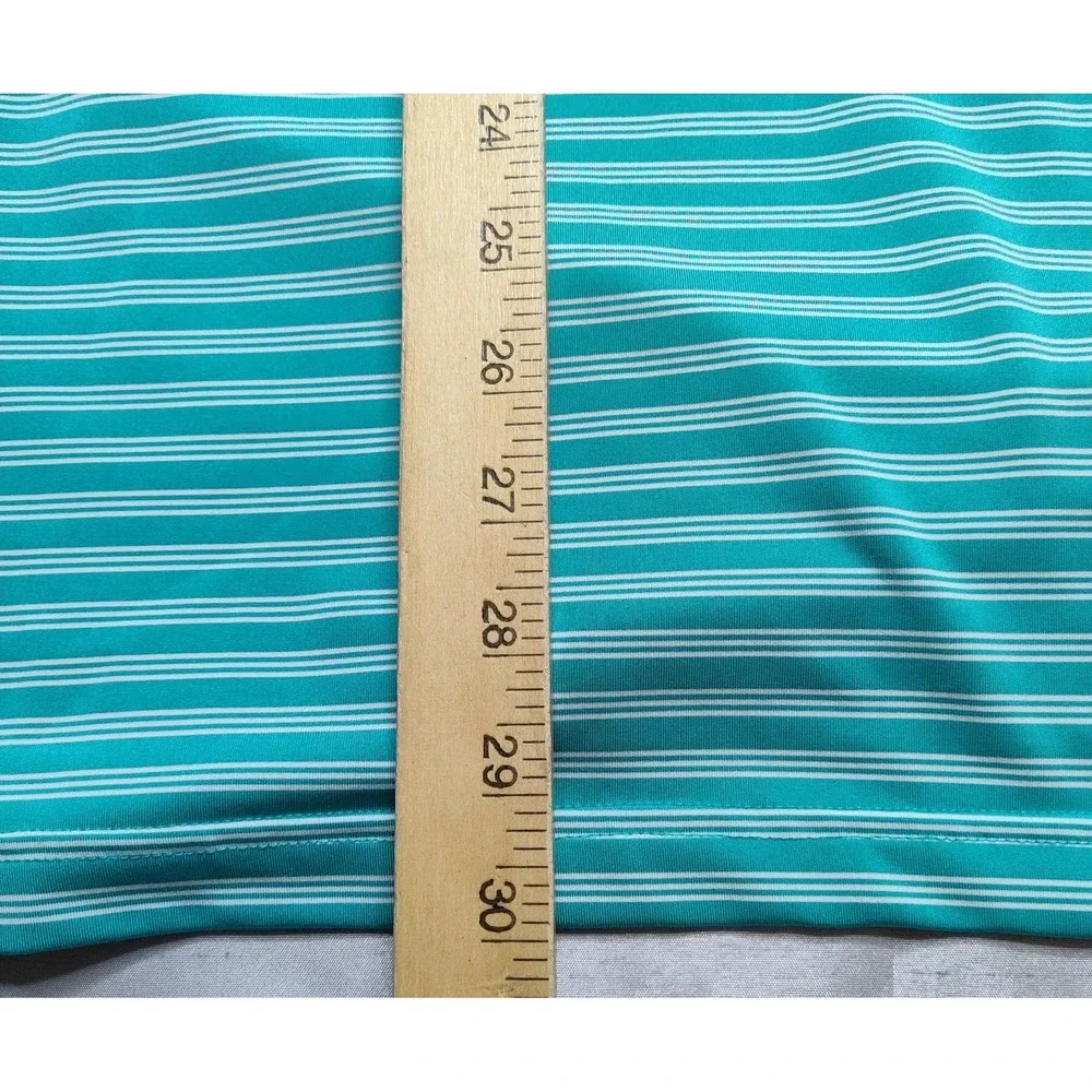 ADIDAS‎ GOLF Men Size XL Aqua Striped Short Sleeve Polo Shirt